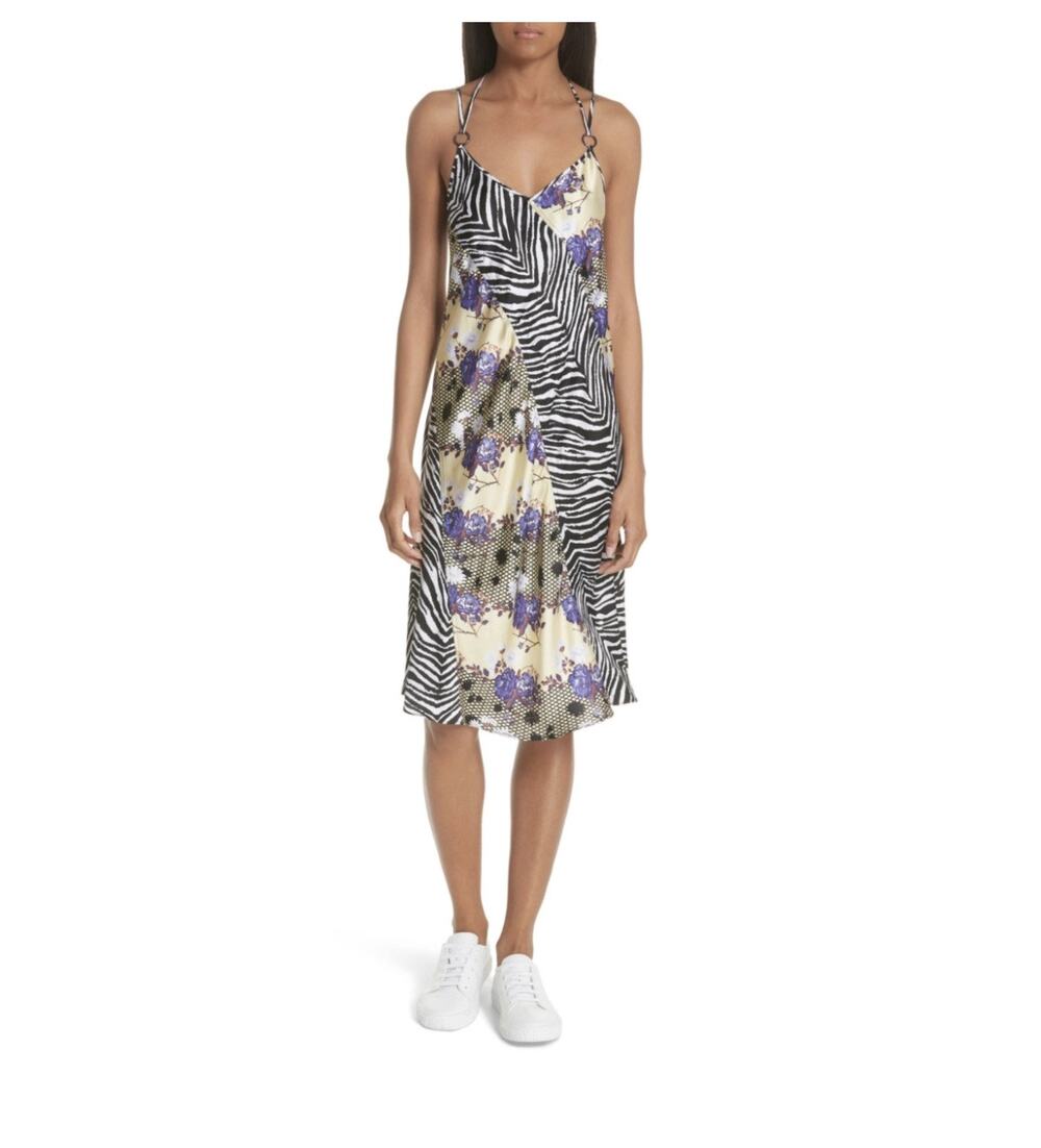 Opening Ceremony Silk Floral Zebra Print Sleeveless Midi Dress Women’s M 8